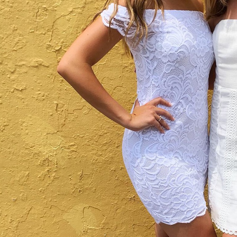 White lace mini dress